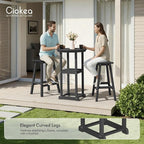 Ciokea 3 Pcs Compact Outdoor Bar Set, Space-Saving Round Bistro Set - Image 5