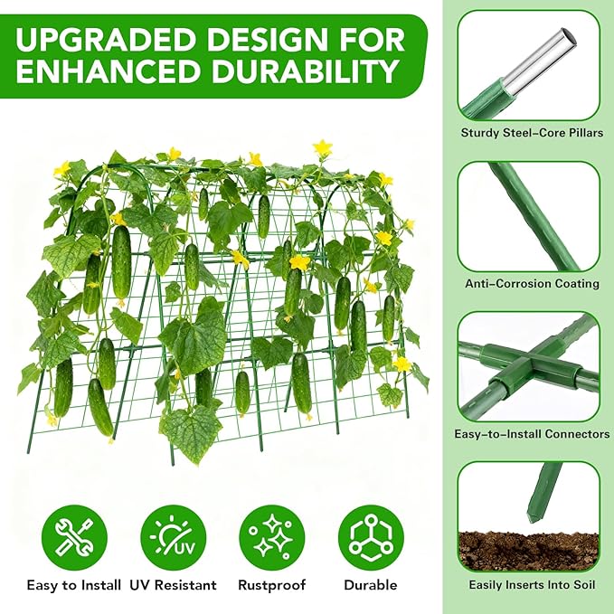 Cucumber Trellis for Raised Bed, U-Shape Garden Trellis for Climbing Plants - Image 2