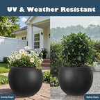 Large Round Planter with Drainage Hole, 13.7''H × 17.7''D Sphere Planter Indoor - Image 2