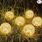 Solar Garden Lights Outdoor Waterproof, 6 Pack LEDs Cracked Glass Ball Light by SyouHome