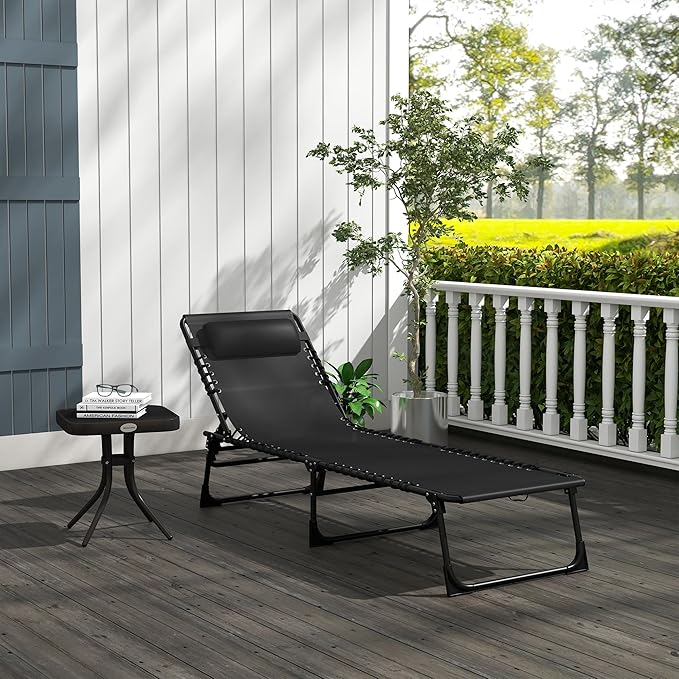 Outsunny Folding Chaise Lounge Chair, Patio Sun Tanning Chair, Outdoor Chaise - Image 9