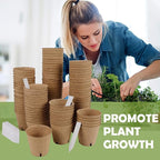 winemana 100 Pack Seed Starter Tray Kit, Biodegradable Peat Pots - Image 7
