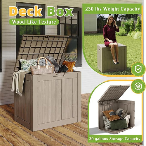 30 Gallon Outdoor Storage Box Weather Resistant UV Protection Waterproof Resin - Image 2