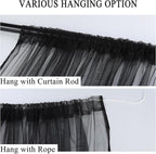 Extra Wide Outdoor Curtains Waterproof Black Voile Mesh Screen Lightweight - Image 4