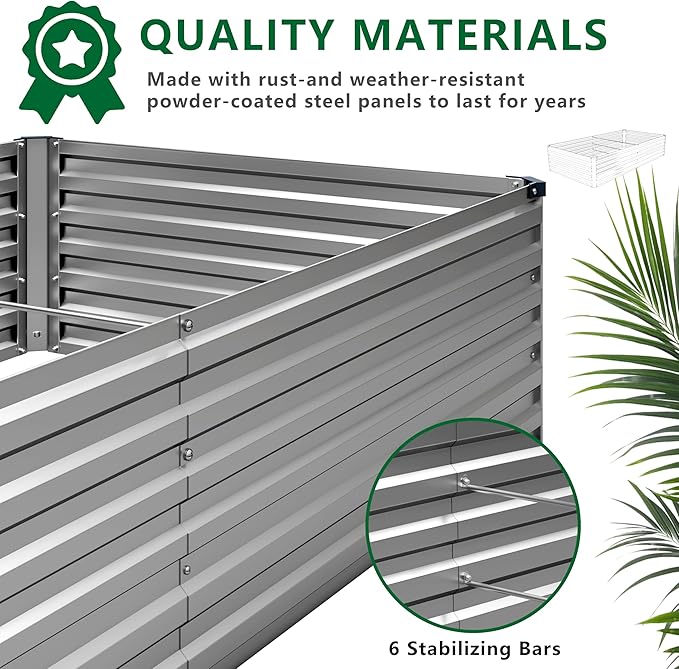 8x4x1.5FT Galvanized Raised Garden Bed, Vegetable Boxes-Rectangle Metal Flower - Image 4