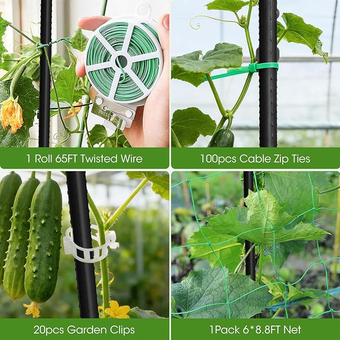 Cucumber Trellis for Raised Bed, U-Shape Garden Trellis for Climbing Plants - Image 8