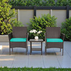 FDW | 3-Piece Patio Furniture Set | Brown & Blue | Outdoor Wicker Furniture - Image 6