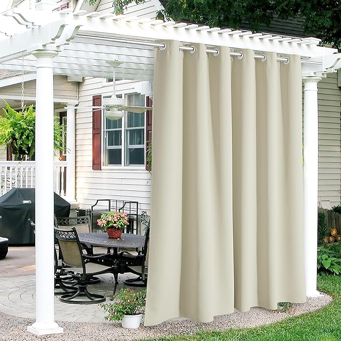 RYB HOME Outdoor Curtains for Patio Waterproof Block Sunlight Thermal Insulated by RYBHOME