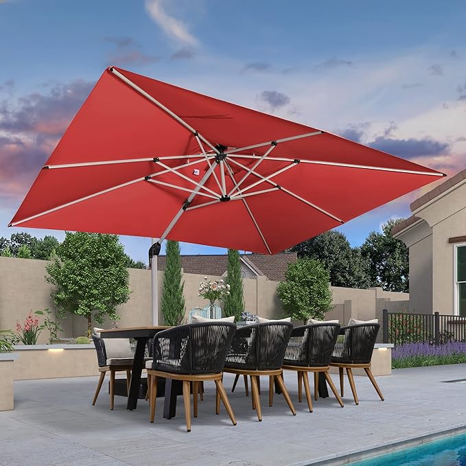 PURPLE LEAF 10' X 13' Patio Umbrella Outdoor Rectangle Umbrella Large by PURPLELEAF