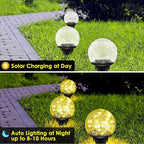 2 Pack 60 LED Solar Garden Lights Outdoor Decoration, Cracked Glass Solar Globe - Image 4