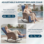 Zero Gravity Patio Rocking Wicker Recliner Chairs Set of 2- Wicker Outdoor - Image 5