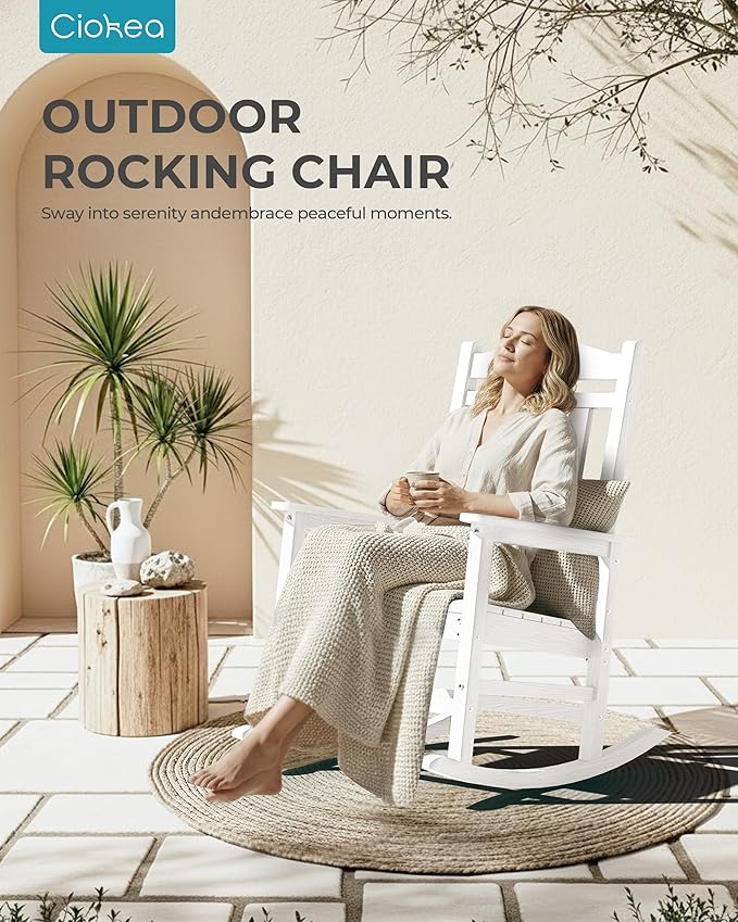 Ciokea Oversized Outdoor Rocking Chairs Set of 3, 380lbs Heavy-Duty Large Patio - Image 8