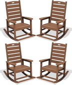 SERWALL Outdoor Rocking Chair Set of 4, Oversized HDPE Patio Rocking Chair by SERWALL