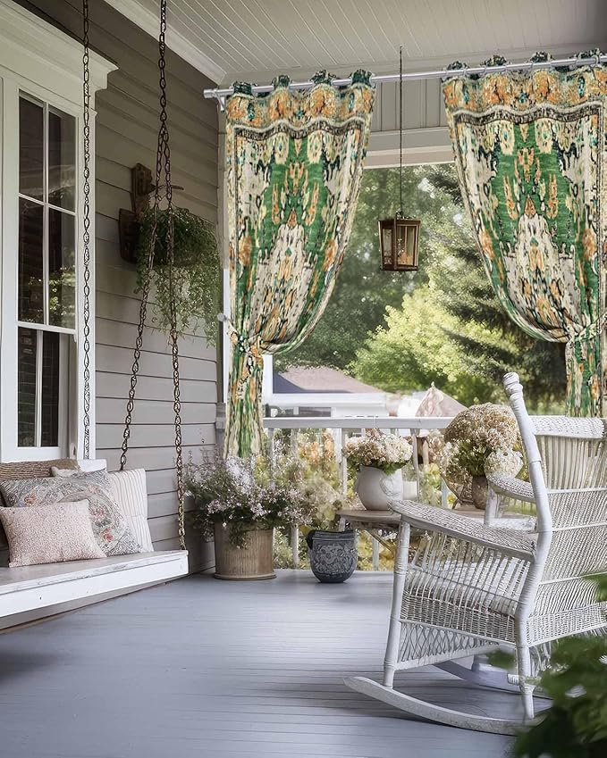 Ombre Green Boho Outdoor Curtains - Image 4