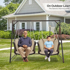 VINGLI 2.4 FT 1-Person Use Round Rattan Porch Swing Outdoor Support 440 LBS - Image 7
