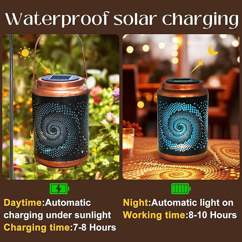 4 Pack Solar Lanterns Outdoor Hanging Metal Waterproof LED Lantern - Image 2