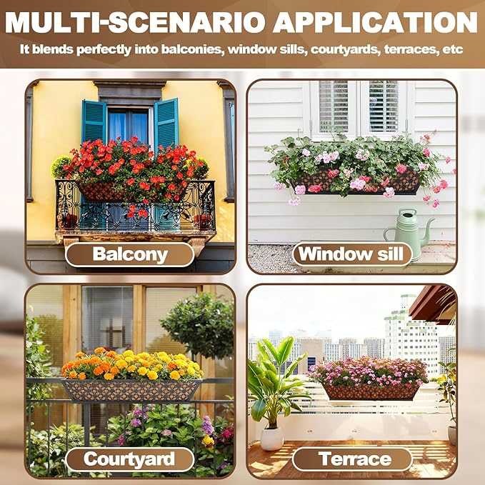 24 Inch Window Box Planters Outdoor, Deck Railing Planter Boxes - Image 7