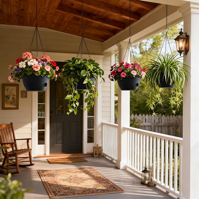 4 Pack 8 Inch Self Watering Hanging Planters - Image 7