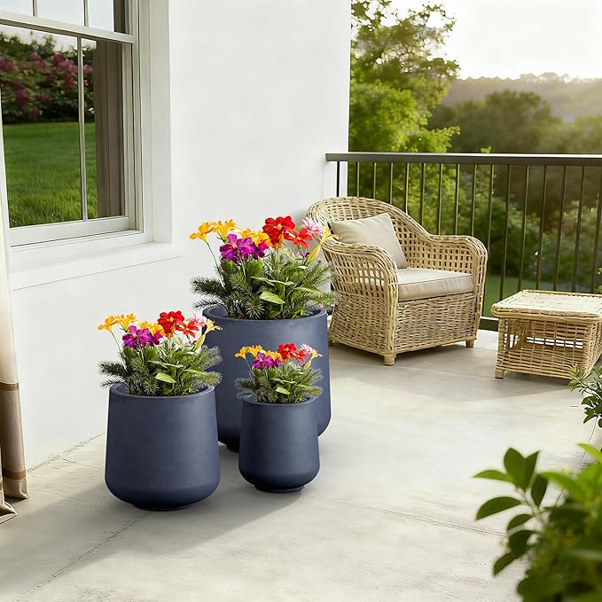 Kante 15.3"+11.6"+8.2" Dia Round Concrete Planter, Large Outdoor Indoor Planter - Image 6