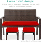 Best Choice Products Set of 2 Wicker Ottomans, Additional Seating, Side Table - Image 5