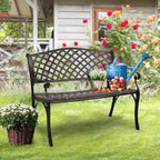 VINGLI 40.5" Patio Garden Bench, Anti- Rust Cast Iron Cast Aluminum Frame - Image 7