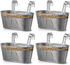 Hicarer 4 Pcs Metal Hanging Flower Pots, 10.6 Inch Vertical Grained Metal Color by Hicarer