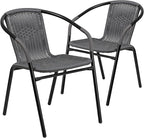 Flash Furniture Lila 2 Pack Gray Rattan Indoor-Outdoor Restaurant Stack Chair by FlashFurniture