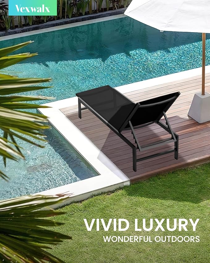 Outdoor Lounge Chairs Set of 3, Aluminum Chaise Lounge Chairs - Image 2