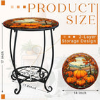 Outdoor Side Table Round Small Mosaic Patio Accent Indoor End Plant Coffee Tea - Image 3