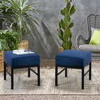 2 Pieces Outdoor Patio Ottomans, Assembled Aluminum Outdoor Ottoman - Image 2