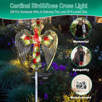 YJFWAL Cardinal Bird&Rose Cross Garden Stake Light, Solar Glass Cross - Image 6