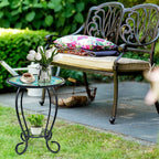 LIFFY Mosaic Outdoor Side Table, Mosaic Plant Stand, End Table W/Storage Shelf - Image 6