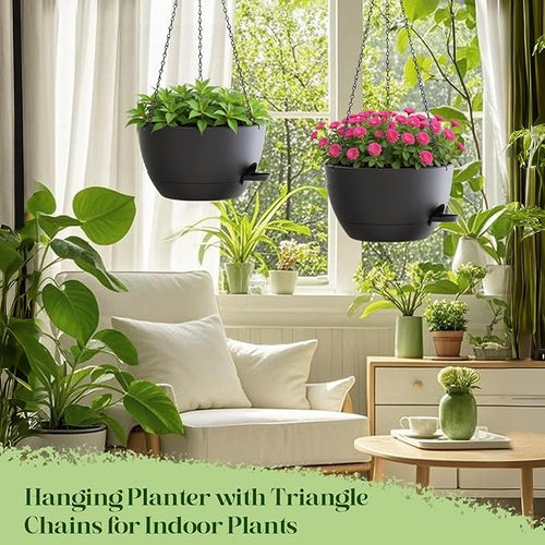 2 Pack 10 Inch Self Watering Hanging Planters - Image 2