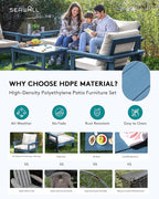 SERWALL HDPE Patio Furniture Set, 7-piece Outdoor Sectional Sofa Set, All - Image 4