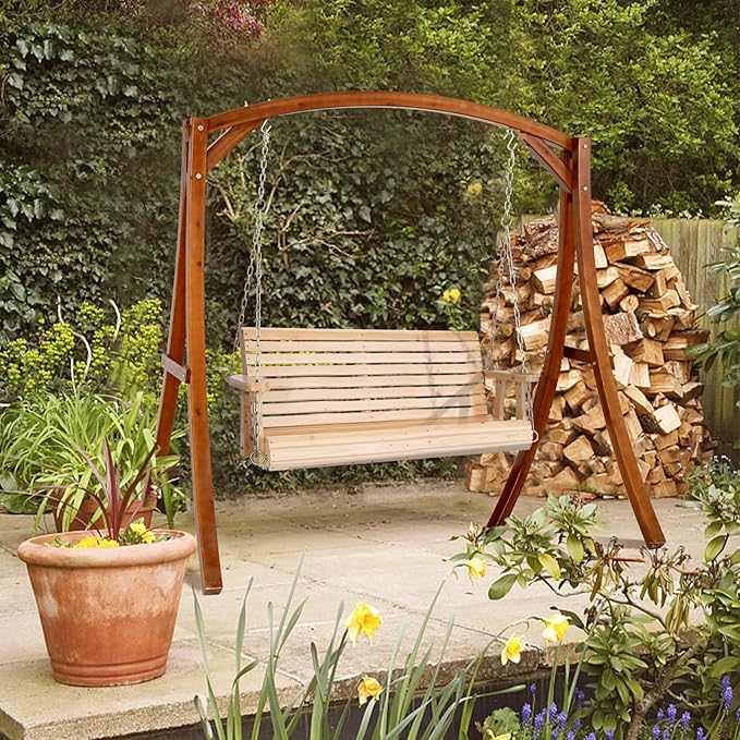 VINGLI Upgraded Patio Wooden Porch Swing - Image 7