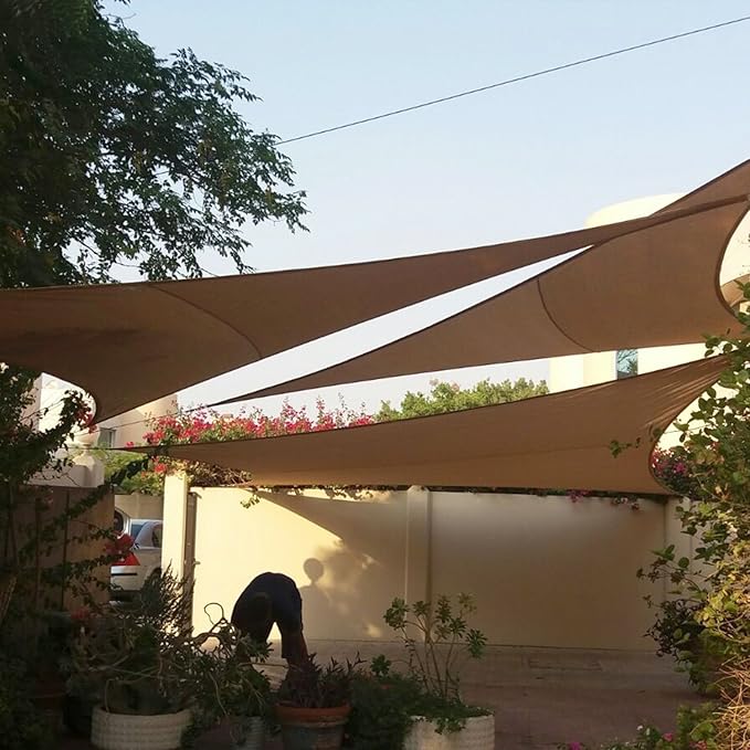 E&K Sunrise 27' x 27' x 27' Sun Shade Sail Triangle Canopy Shade Cover UV Block - Image 8