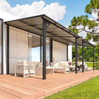 AECOJOY 22' x 8' Gazebo for Patio, Large Wall-Mounted Hard Top Lean-to Gazebo by AECOJOY