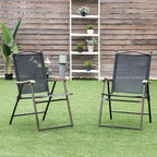 Giantex Set of 2 Patio Folding Chairs, Outdoor Patio Dining Chairs w/Armrest - Image 2