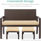 Best Choice Products Set of 2 Wicker Ottomans, Additional Seating, Side Table - Image 5