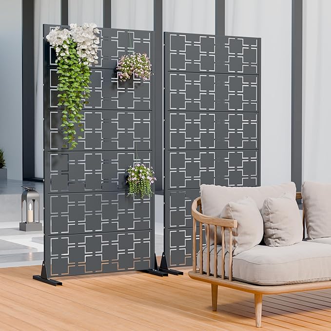 Casaphoria Metal Privacy Screen Outdoor, Darkgray-Square - Image 3