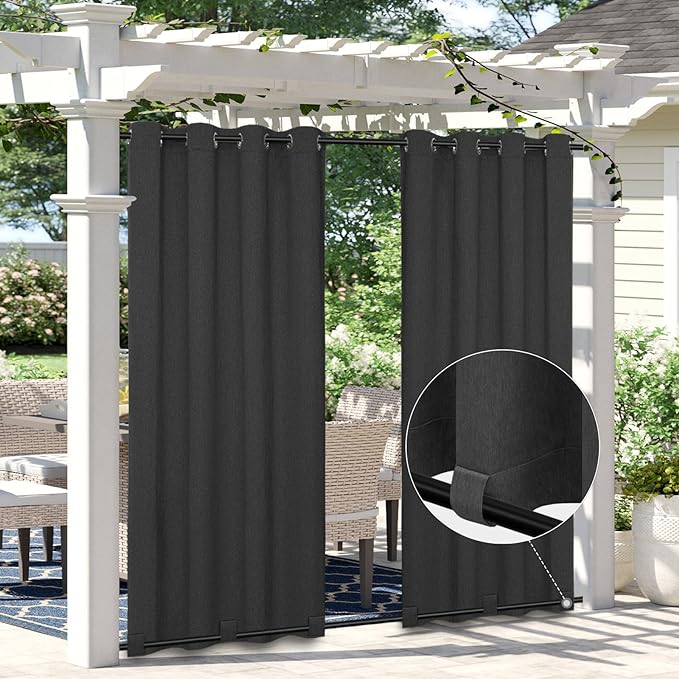 Easy-Going Linen Look Outdoor Curtains Waterproof Windproof Porch Curtains by Easy-Going
