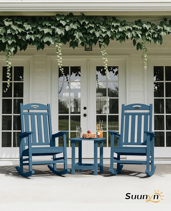 Oversized Outdoor Rocking Chairs Set of 4, High Back Porch Rocking Chair - Image 2