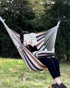 Halalona Hammock Chair Hanging Hammock Chair Rope Swing 2 Cushions - Image 2