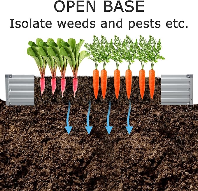 8x4x1ft Galvanized Raised Garden Bed, Outdoor Planter Box Metal Patio Kit - Image 4