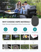 SERWALL HDPE Patio Furniture Set, 7-piece Outdoor Sectional Sofa Set, All - Image 3