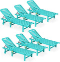 SERWALL Outdoor Chaise Lounge Set of 6, HDPE Pool Lounge Chair by SERWALL