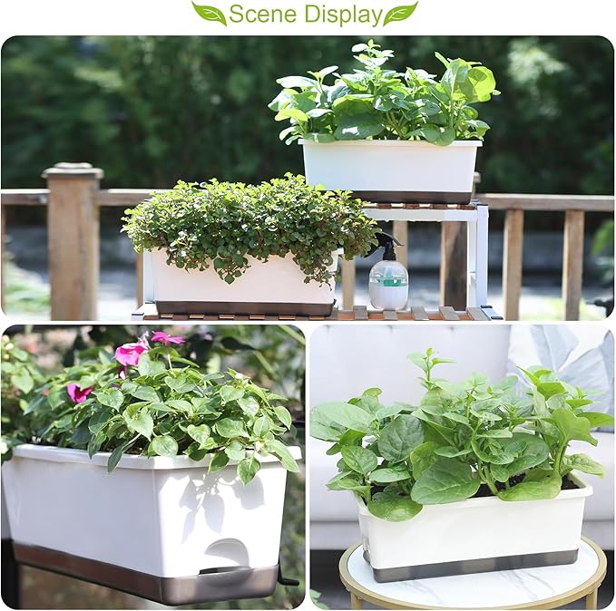 Window Box Planter 8 Pcs, 17 Inches Rectangle Flower Pots - Image 5