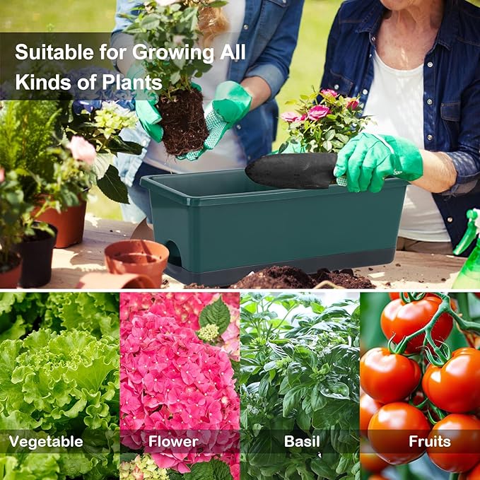 Window Box Planter 8 Pcs, 17 Inches Rectangle Flower Pots - Image 6
