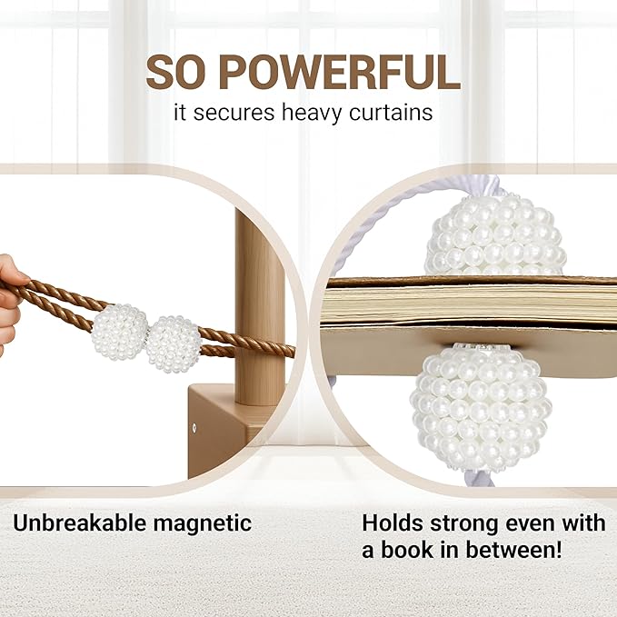 Hion Magnetic Curtain Tiebacks Dark Brown 2pcs, Curtain Tiebacks Buckles - Image 6