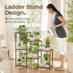 Bamworld Plant Stand Indoor Plant Shelf Outdoor Wood Plant Rack - Image 5
